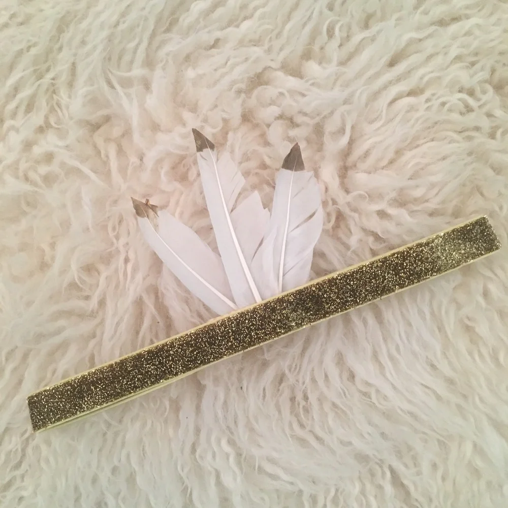 Bon Bon Head band in feather and gold